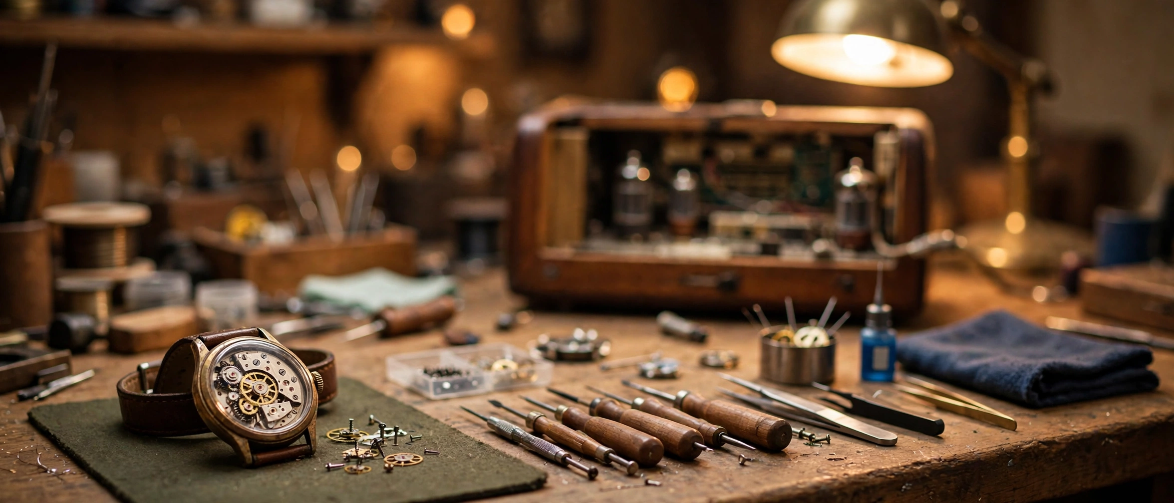 Watch and electronics repair workbench at Canadast RepairHall